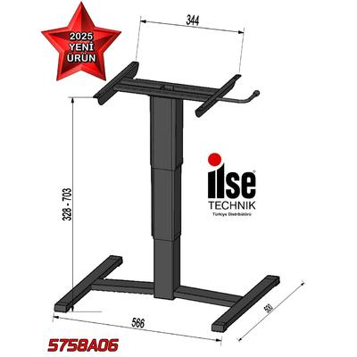 ILSE TECHNIK 5758A06 Yükseklik Ayarlı Teleskobik Masa Ayağı